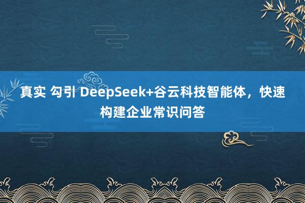 真实 勾引 DeepSeek+谷云科技智能体，快速构建企业常识问答