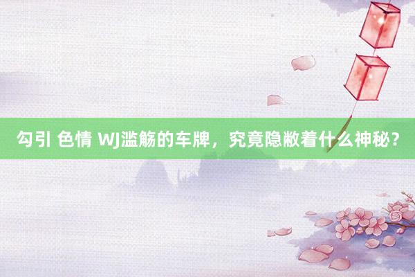 勾引 色情 WJ滥觞的车牌，究竟隐敝着什么神秘？