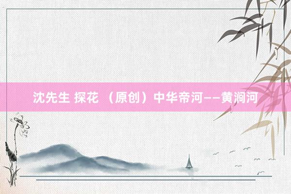 沈先生 探花 （原创）中华帝河——黄涧河