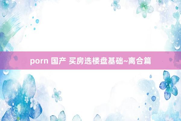 porn 国产 买房选楼盘基础~离合篇