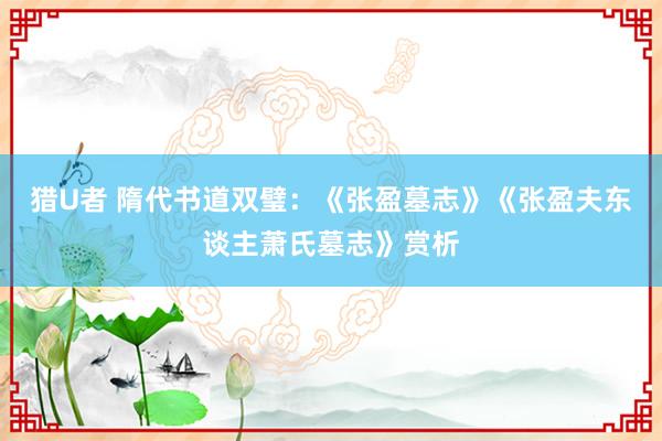 猎U者 隋代书道双璧：《张盈墓志》《张盈夫东谈主萧氏墓志》赏