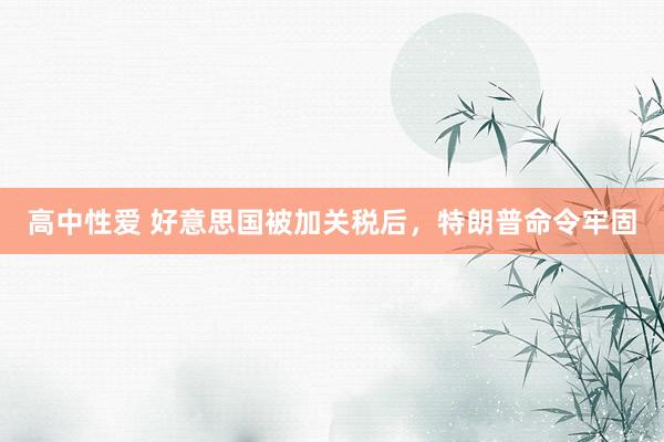 高中性爱 好意思国被加关税后，特朗普命令牢固